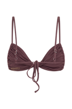 Rosmunda Ruched Bikini Top in Chocolate – Chic&Drifts
