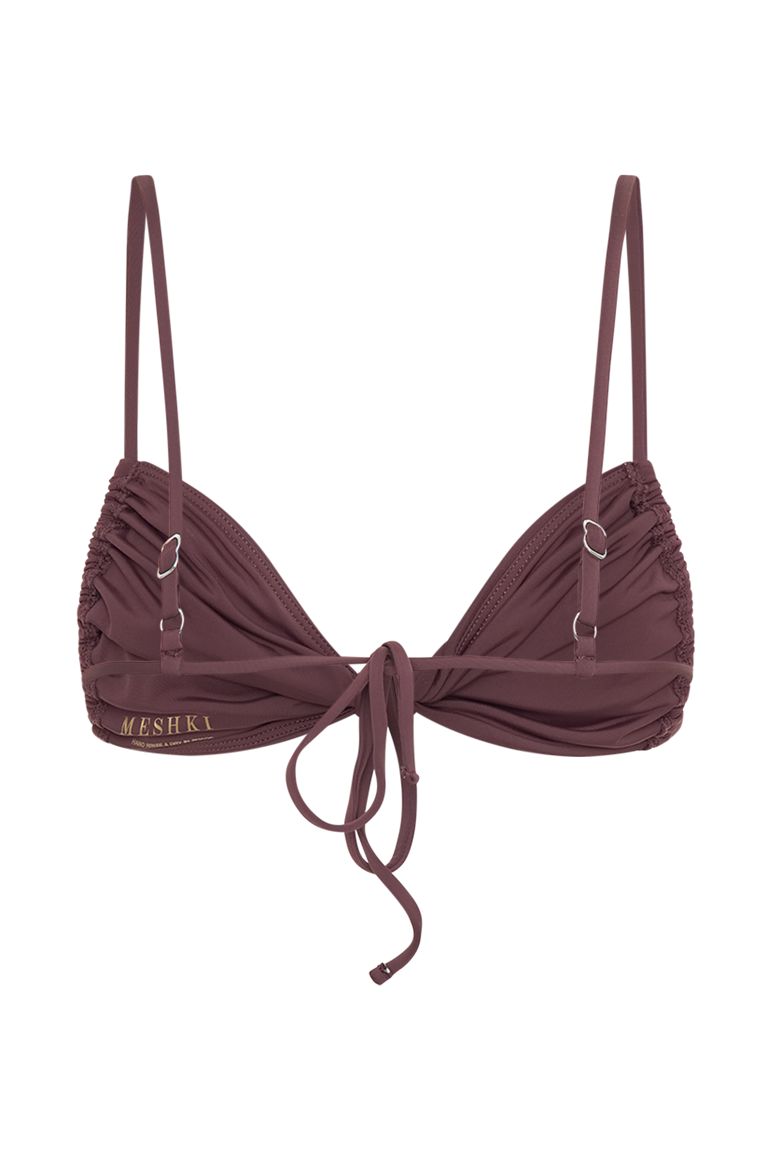 Rosmunda Ruched Bikini Top in Chocolate – Chic&Drifts