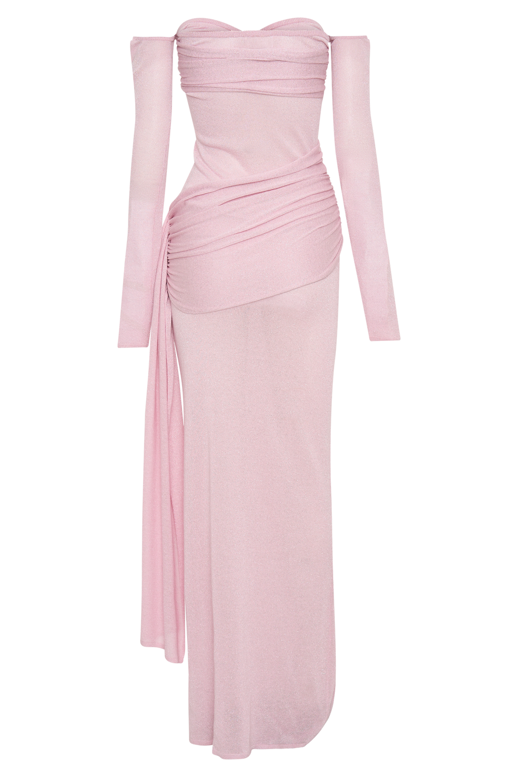 Ingrid Metallic Knit Maxi Dress in Baby Pink – Chic&Drifts