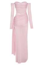 Ingrid Metallic Knit Maxi Dress in Baby Pink – Chic&Drifts