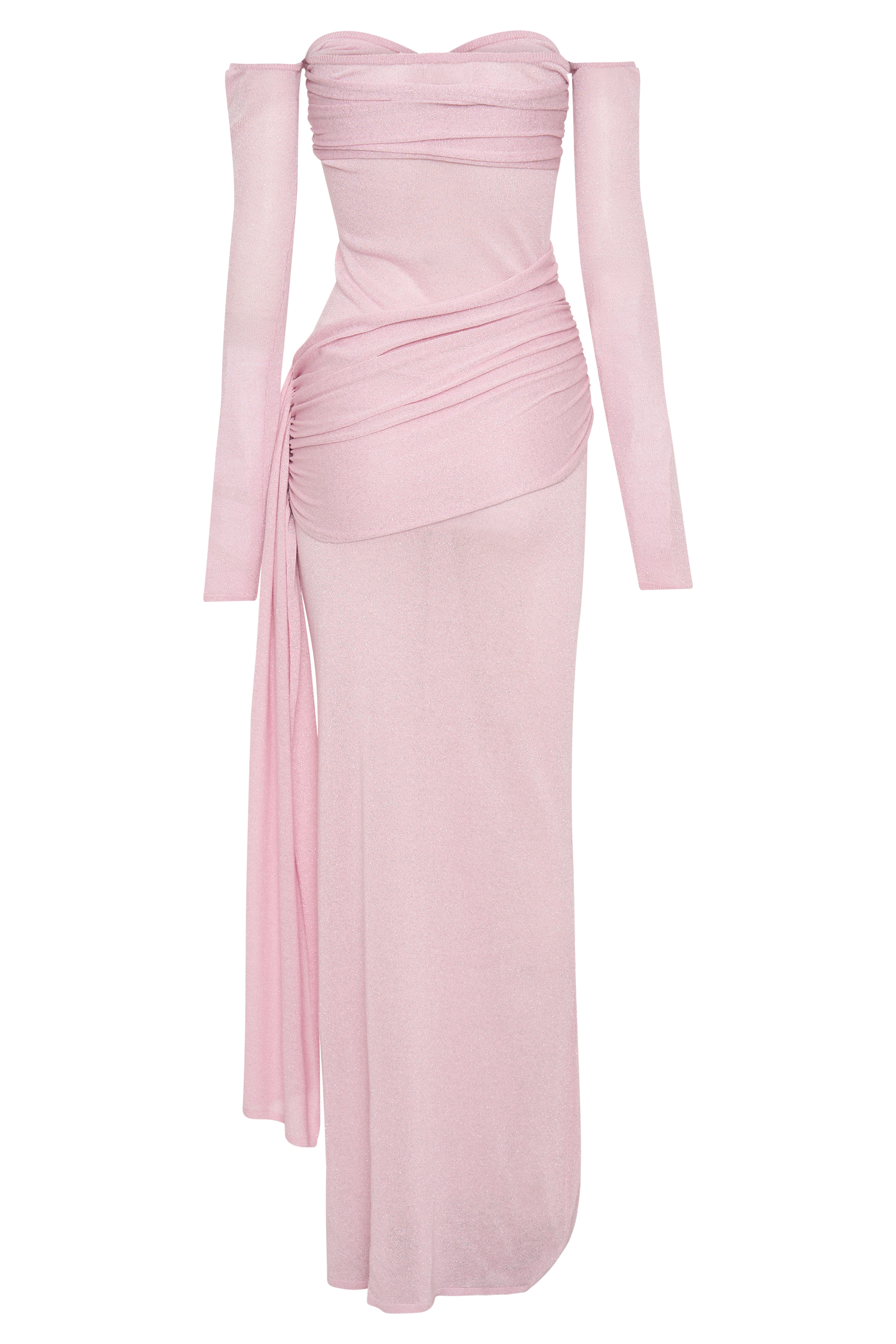 Ingrid Metallic Knit Maxi Dress in Baby Pink – Chic&Drifts