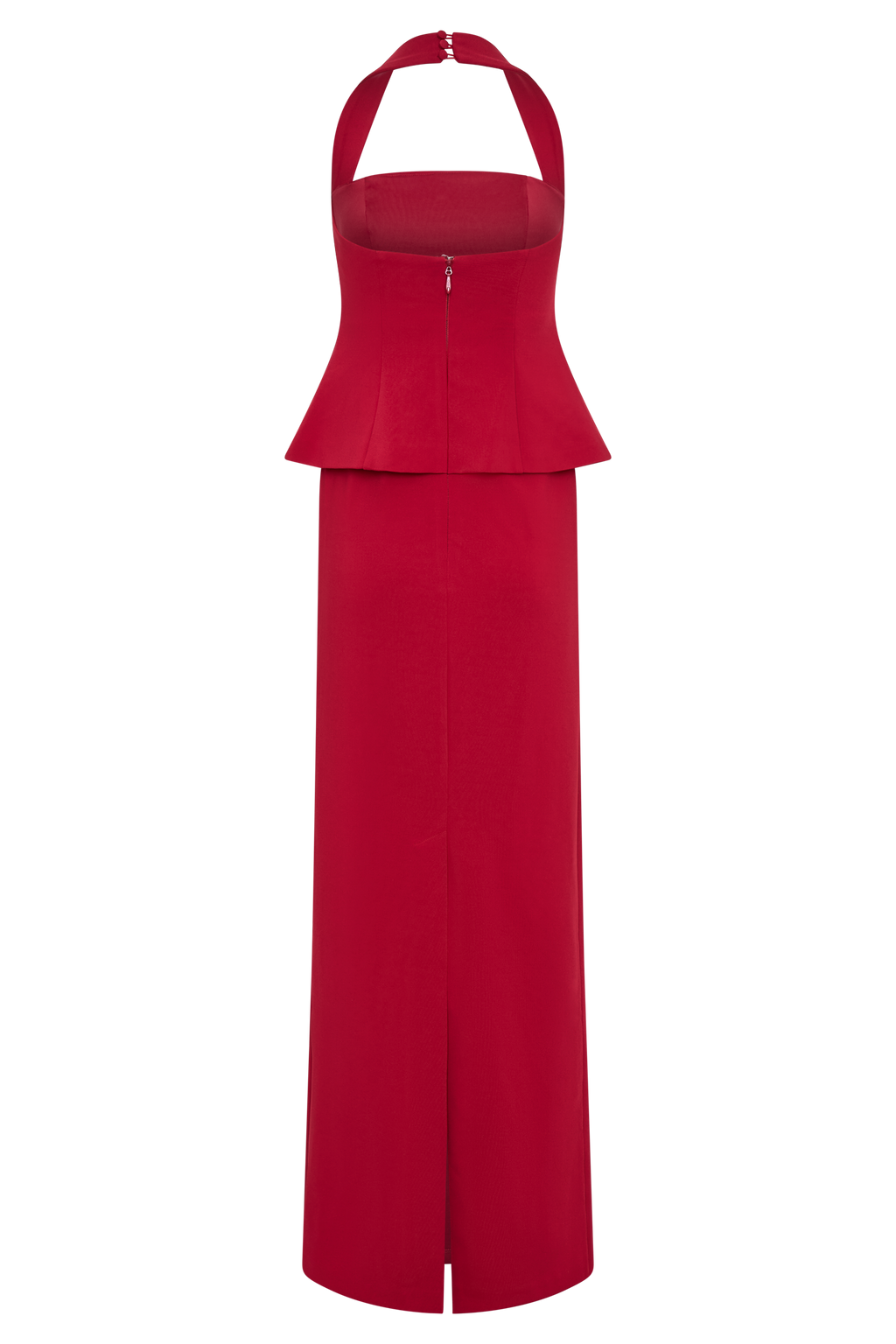 Bertie Peplum Halter Maxi Dress in Ruby – Chic&Drifts