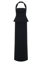 Bertie Peplum Halter Maxi Dress in Black – Chic&Drifts