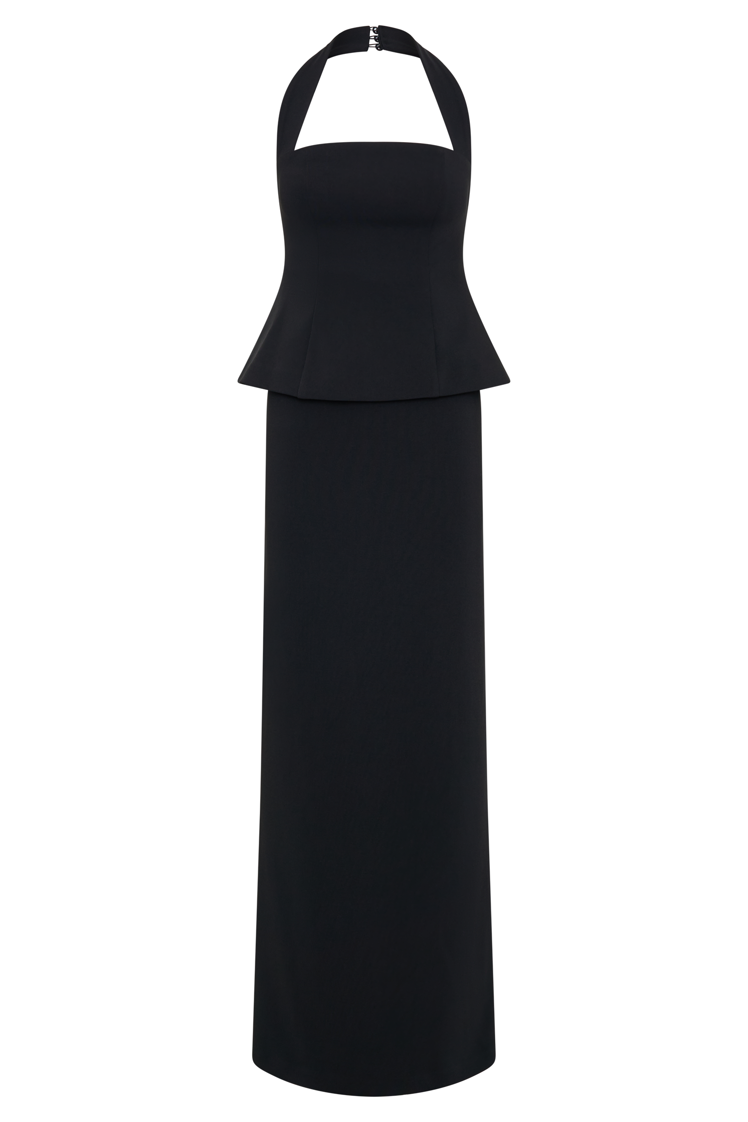 Bertie Peplum Halter Maxi Dress in Black – Chic&Drifts