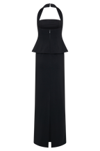 Bertie Peplum Halter Maxi Dress in Black – Chic&Drifts