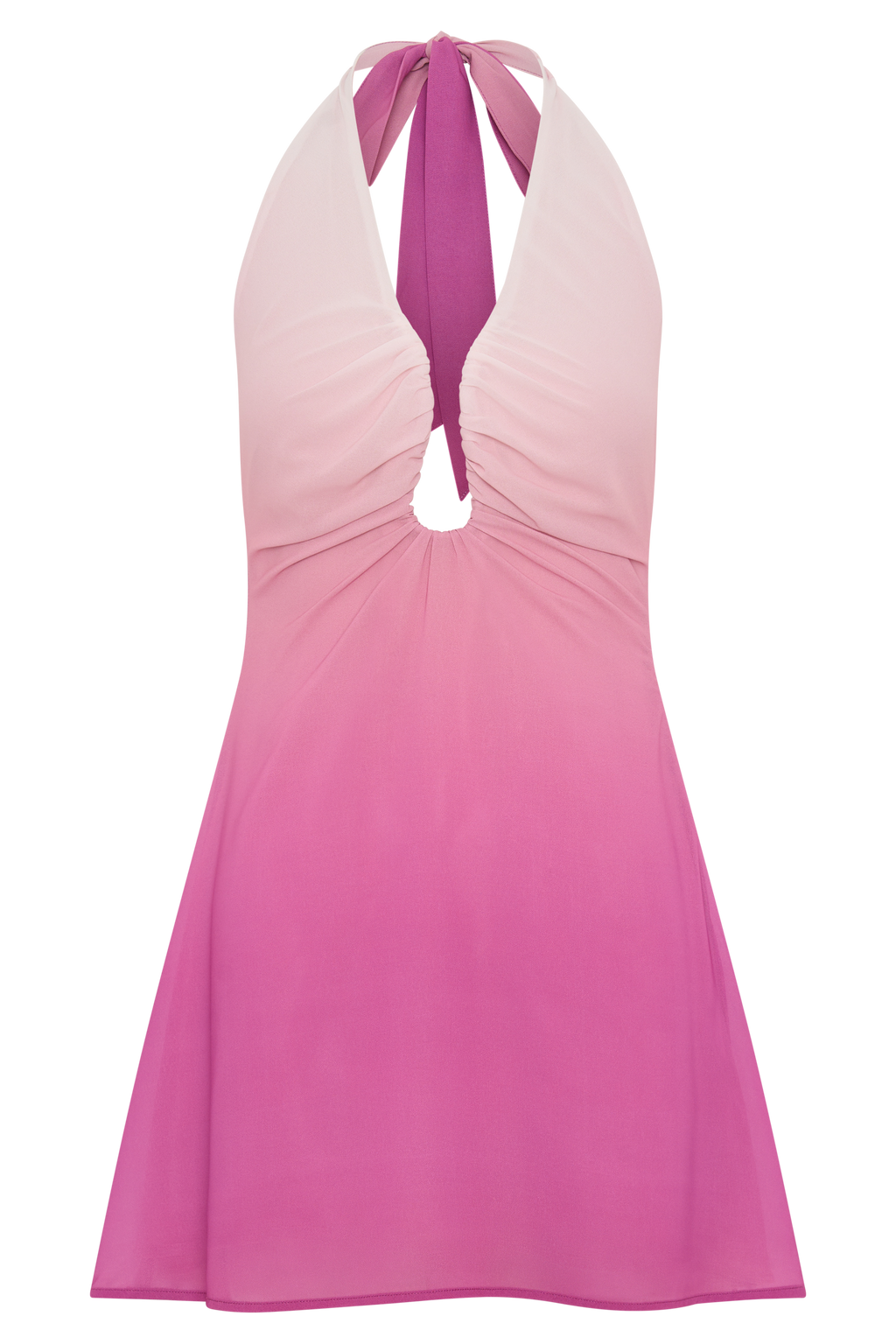 Malakhai Chiffon Halter Mini Dress in Ombre Pink – Chic&Drifts
