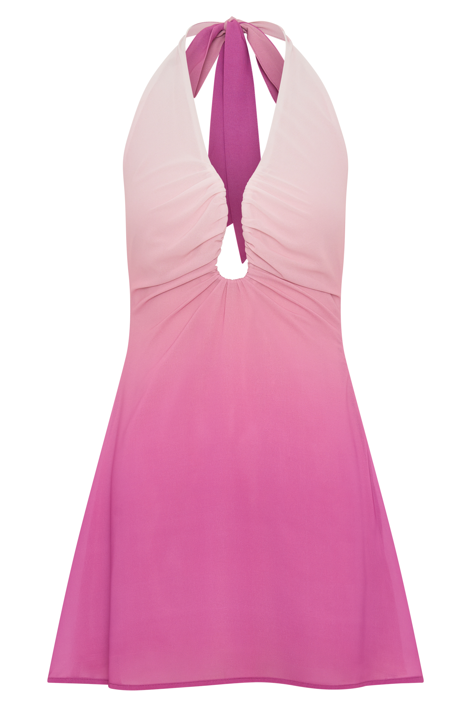 Malakhai Chiffon Halter Mini Dress in Ombre Pink – Chic&Drifts