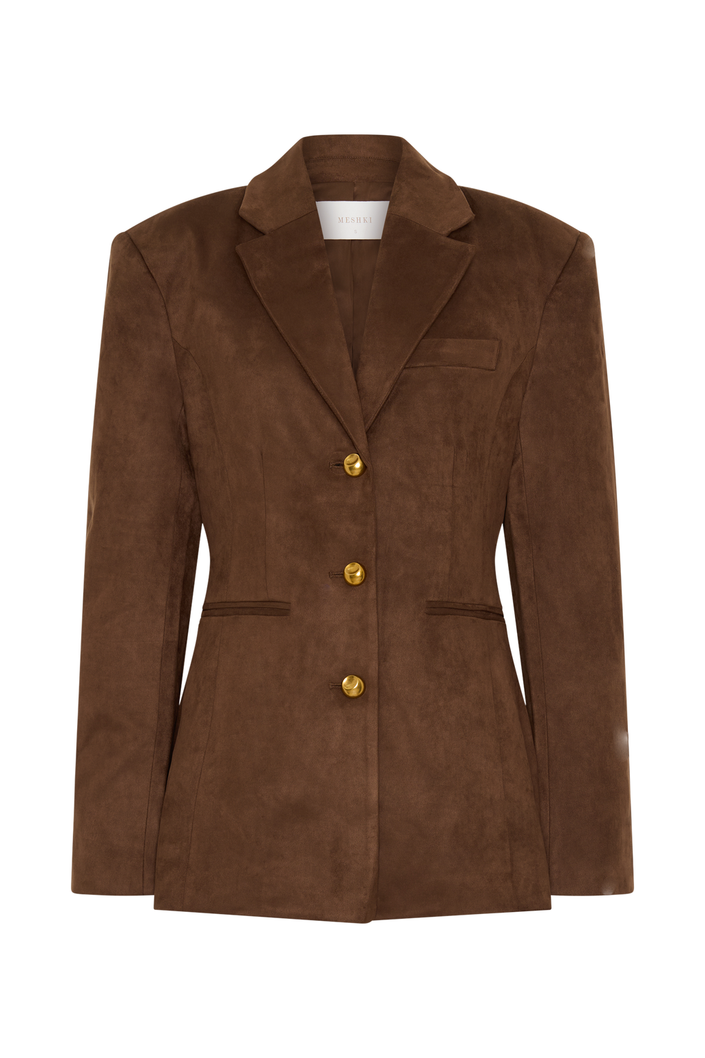 Sally Faux Suede Cinched Blazer in Milk Chocolate – Chic&Drifts