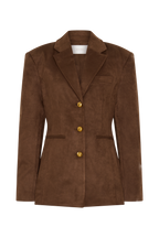 Sally Faux Suede Cinched Blazer in Milk Chocolate – Chic&Drifts