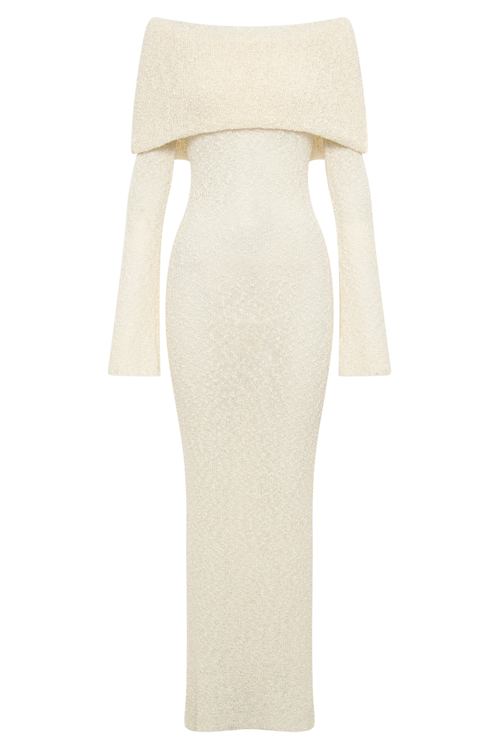 Marisol Off Shoulder Boucle Maxi Dress in Ivory – Chic&Drifts