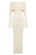 Marisol Off Shoulder Boucle Maxi Dress in Ivory – Chic&Drifts
