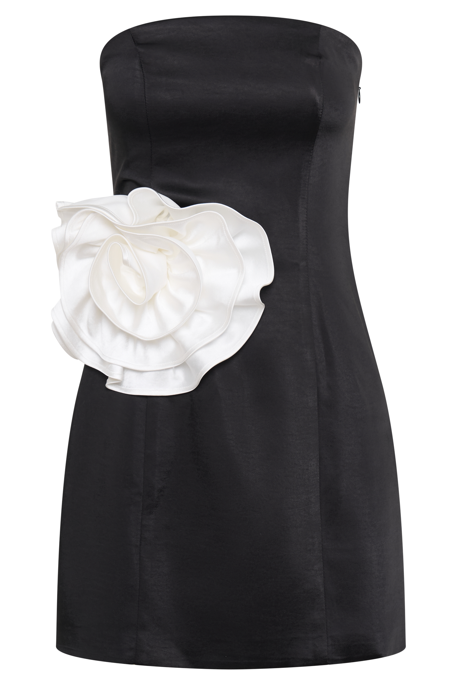 Bernadette Strapless Rose Mini Dress in Black – Chic&Drifts