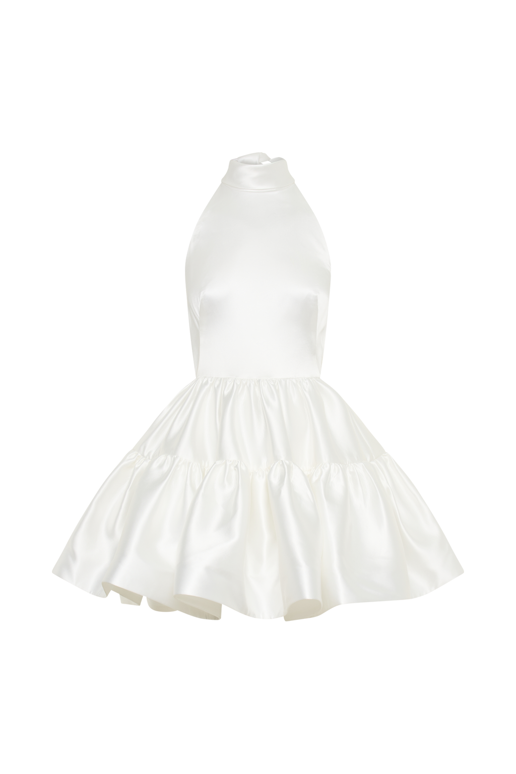 Dorota Satin Halter Mini Dress in White – Chic&Drifts