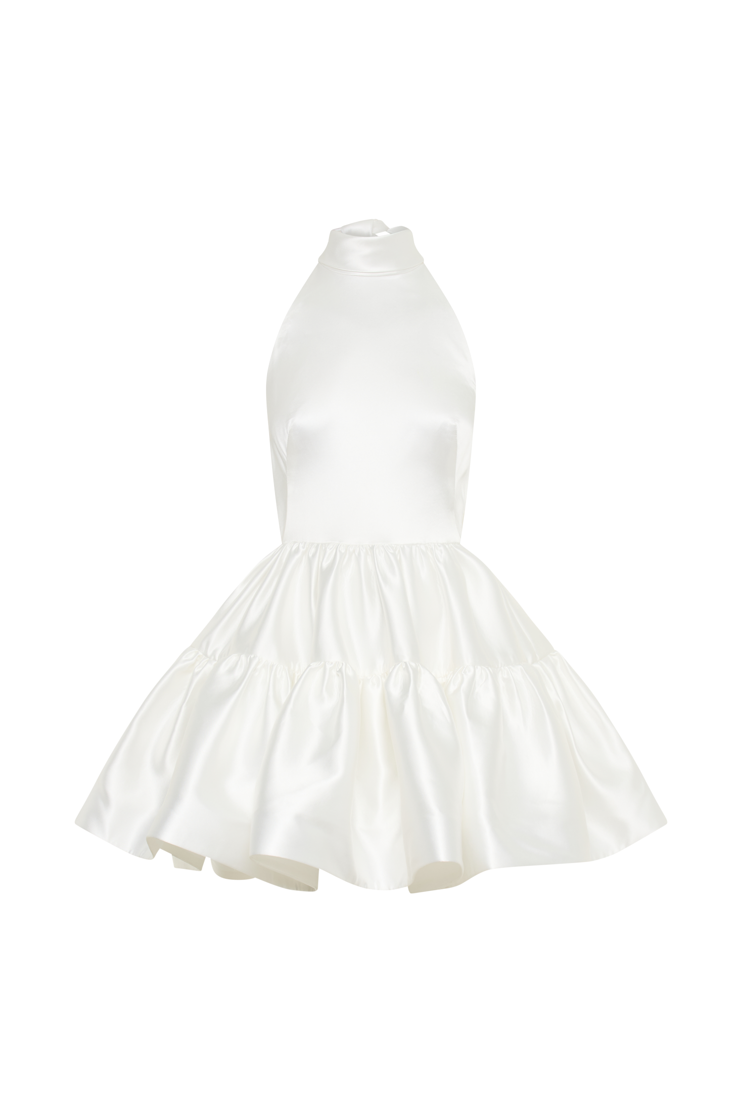 Dorota Satin Halter Mini Dress in White – Chic&Drifts