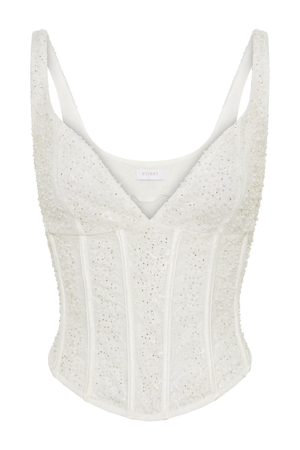 Elsie Pearl Beaded Bustier Top in White – Chic&Drifts