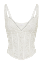 Elsie Pearl Beaded Bustier Top in White – Chic&Drifts