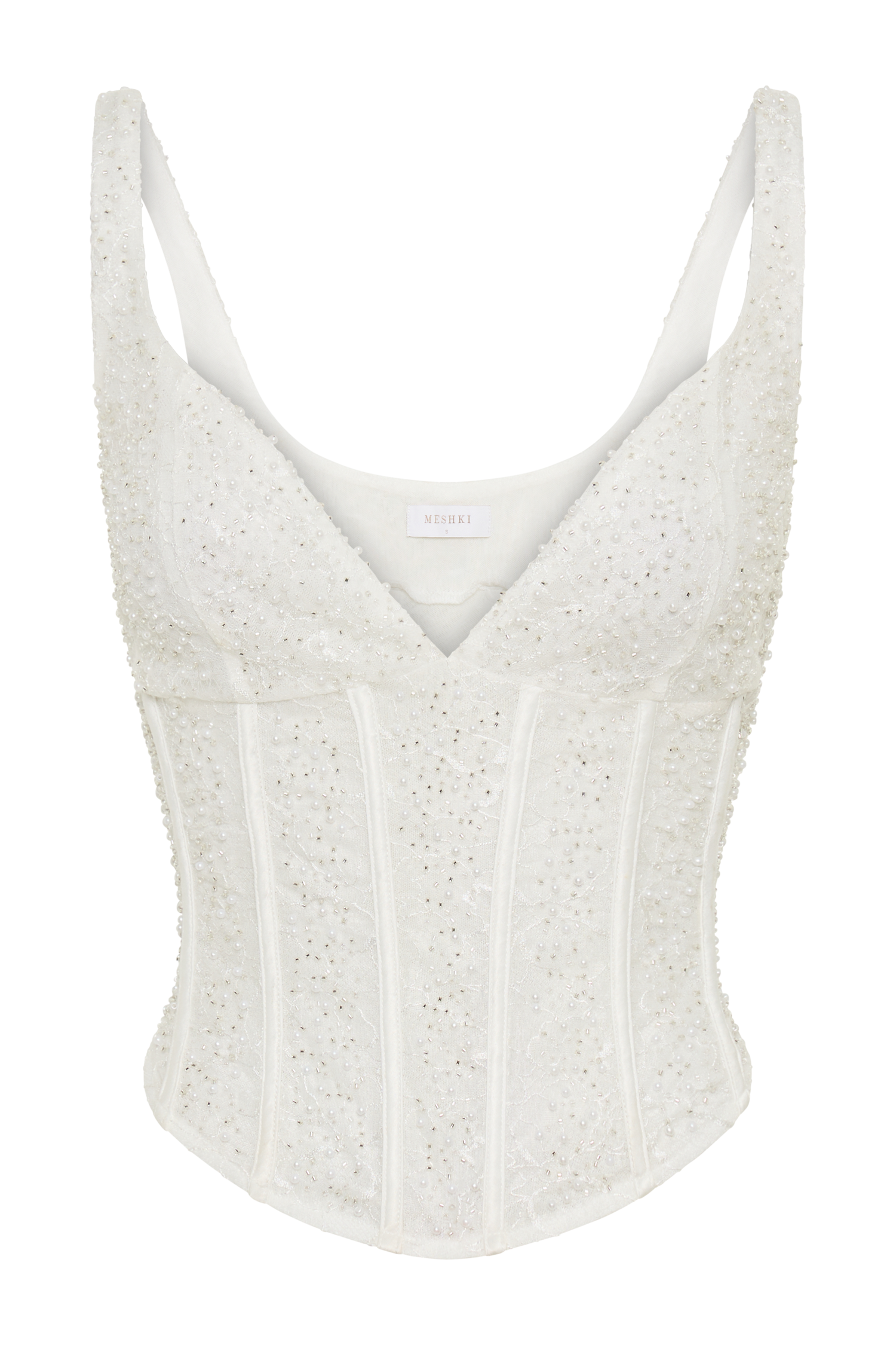 Elsie Pearl Beaded Bustier Top in White – Chic&Drifts
