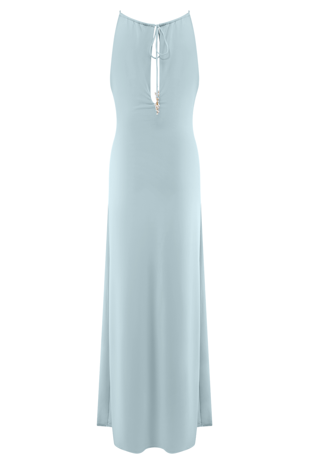 Beryl Slinky Maxi Dress With Pearls in Pale Blue – Chic&Drifts