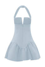 Calipso Halter Mini Dress in Cornflower Blue – Chic&Drifts