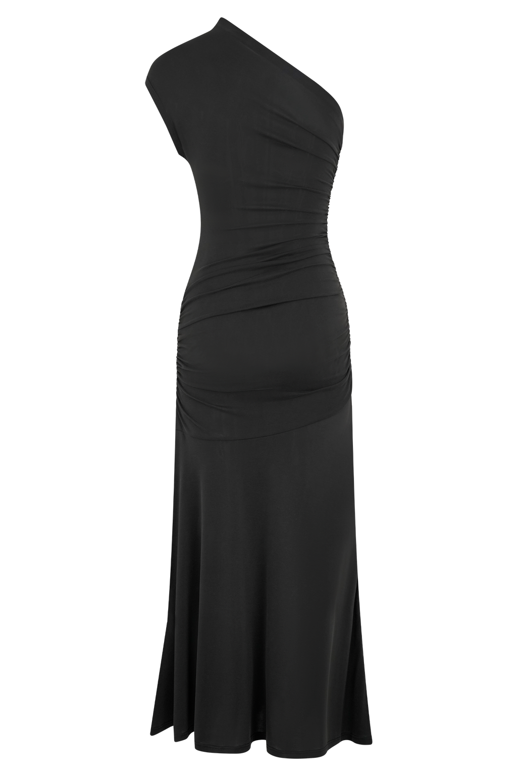 Chloe Peached Jersey One Shoulder Midi Dress in Black – Chic&Drifts