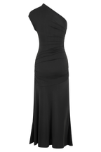 Chloe Peached Jersey One Shoulder Midi Dress in Black – Chic&Drifts