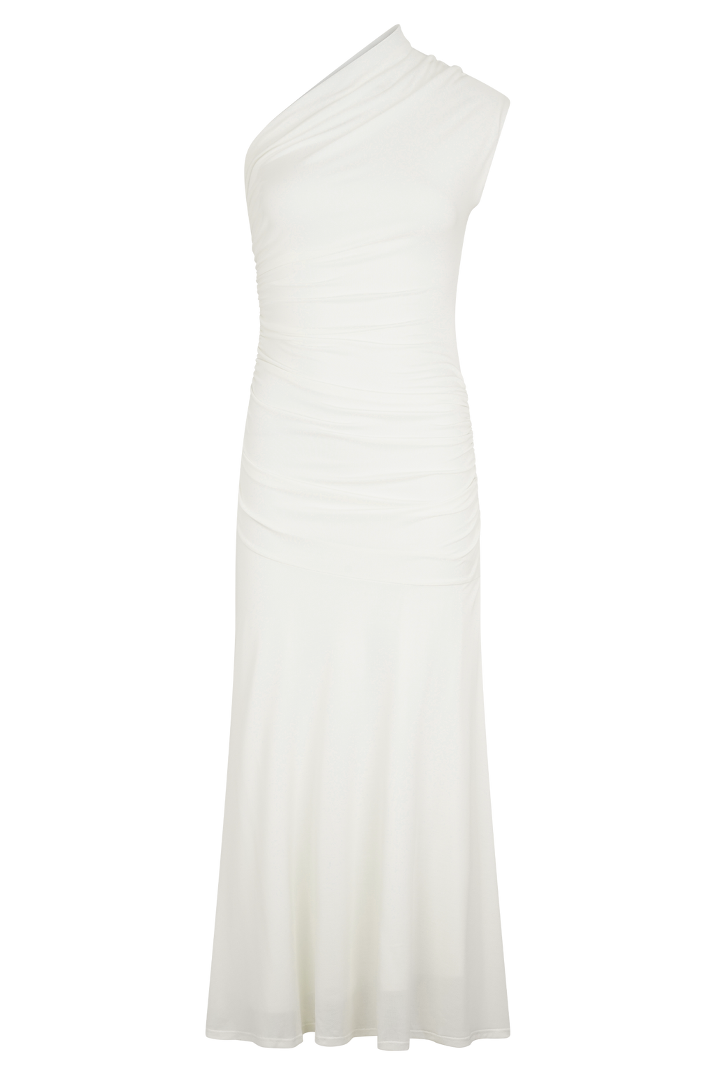 Chloe Peached Jersey One Shoulder Midi Dress in Ivory – Chic&Drifts