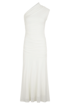 Chloe Peached Jersey One Shoulder Midi Dress in Ivory – Chic&Drifts