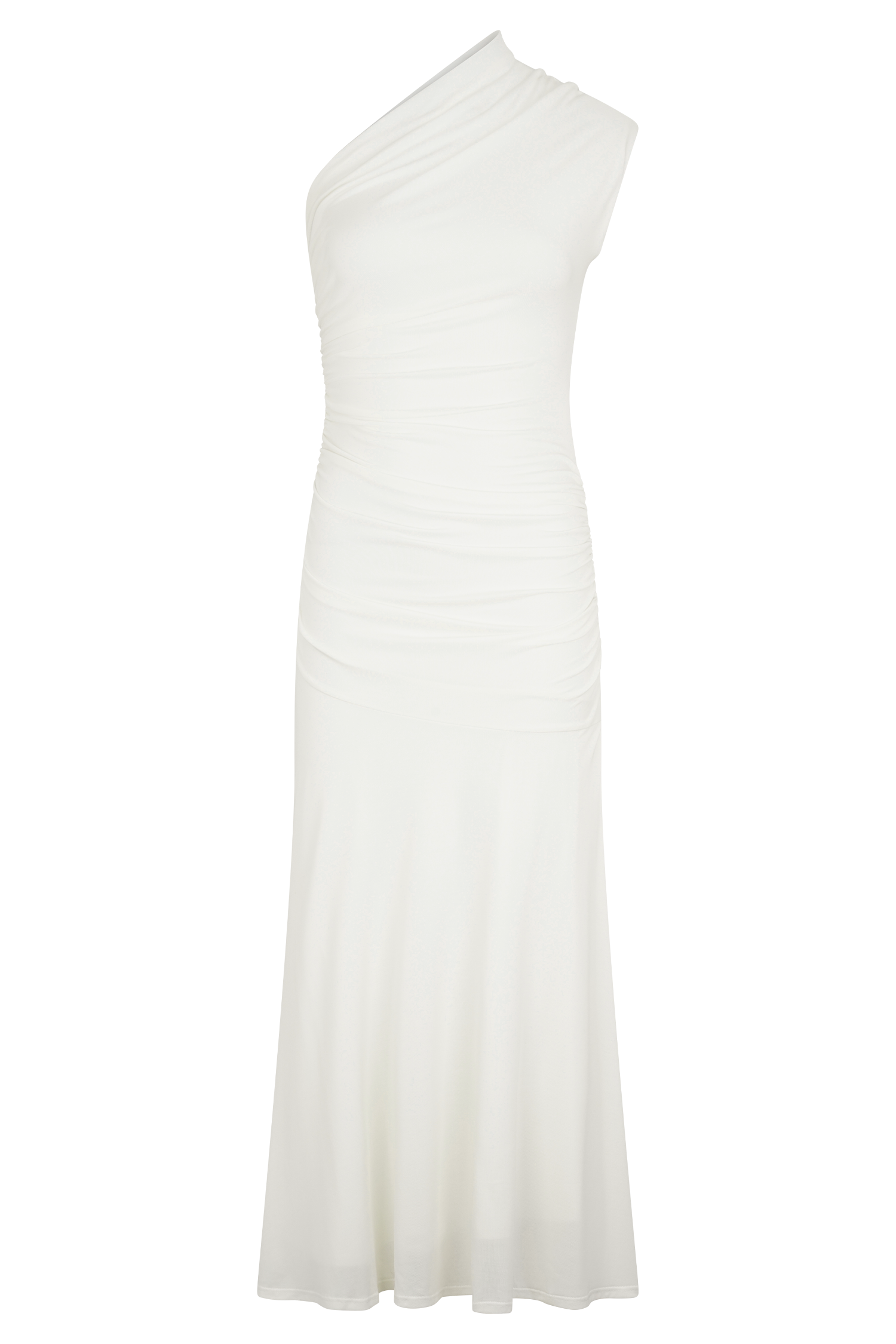 Chloe Peached Jersey One Shoulder Midi Dress in Ivory – Chic&Drifts