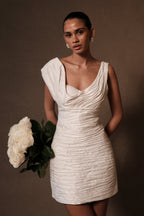 Farrah Structured Draped Mini Dress in White – Chic&Drifts