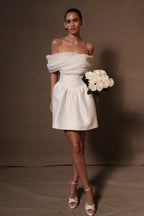 Farrah Structured Draped Mini Dress in White – Chic&Drifts