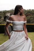 Karrie Cropped Satin Rose Bodice in White – Chic&Drifts