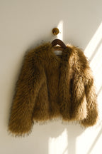 Ottie Mongolian Faux Fur Cropped Jacket in Brown Multi – Chic&Drifts
