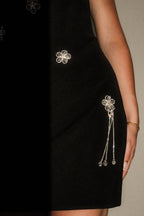 Liva Strapless Diamante Floral Trim Mini Dress in Black – Chic&Drifts