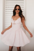 Muriel Mini Dress With Crochet in Powder Pink – Chic&Drifts