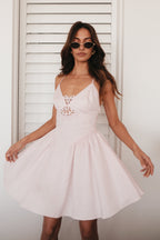 Muriel Mini Dress With Crochet in Powder Pink – Chic&Drifts