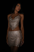 Marlena Glomesh Mini Skirt in Gold – Chic&Drifts