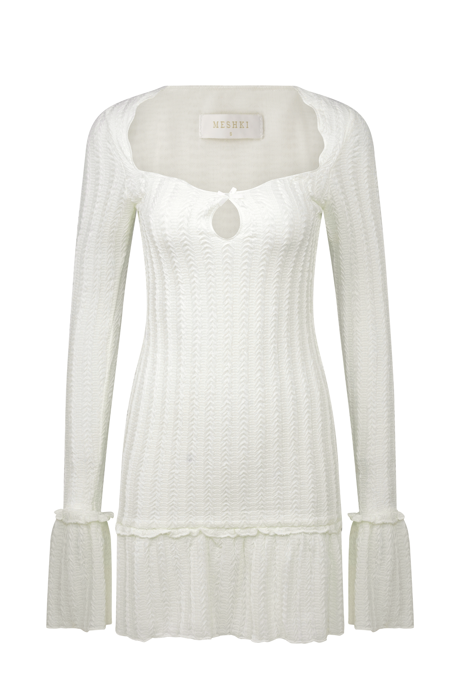 Daphne Pointelle Long Sleeve Mini Dress in Ivory – Chic&Drifts