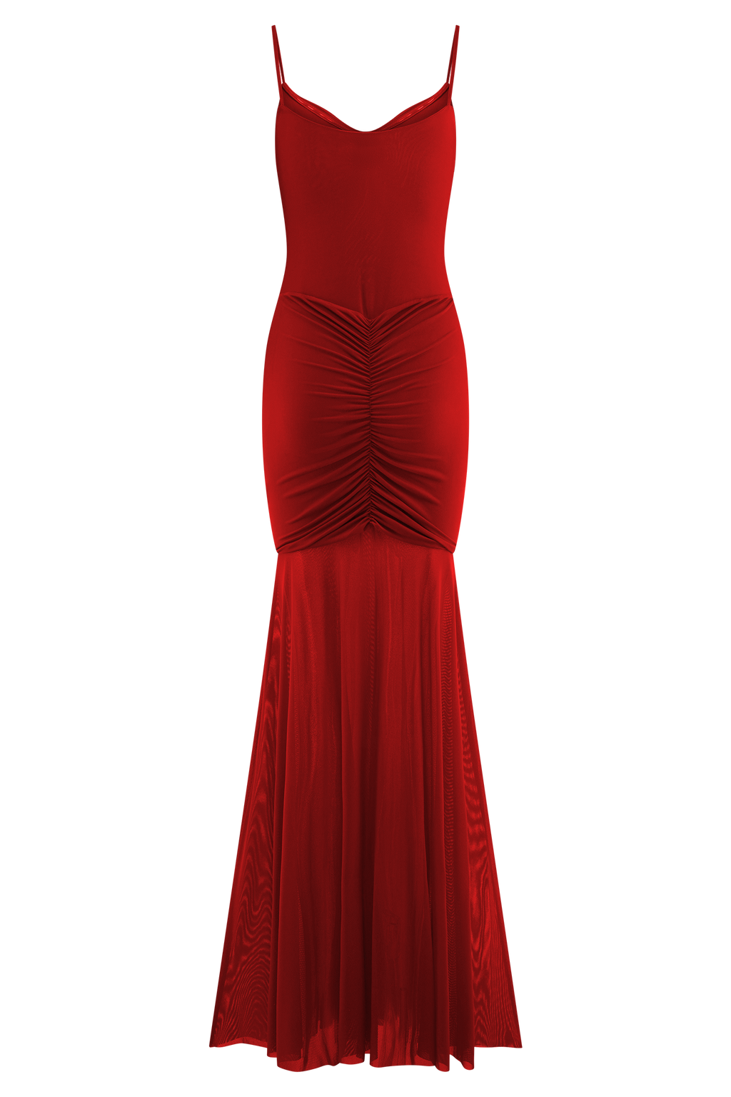 Delaney Slinky And Mesh Maxi Dress in Red – Chic&Drifts