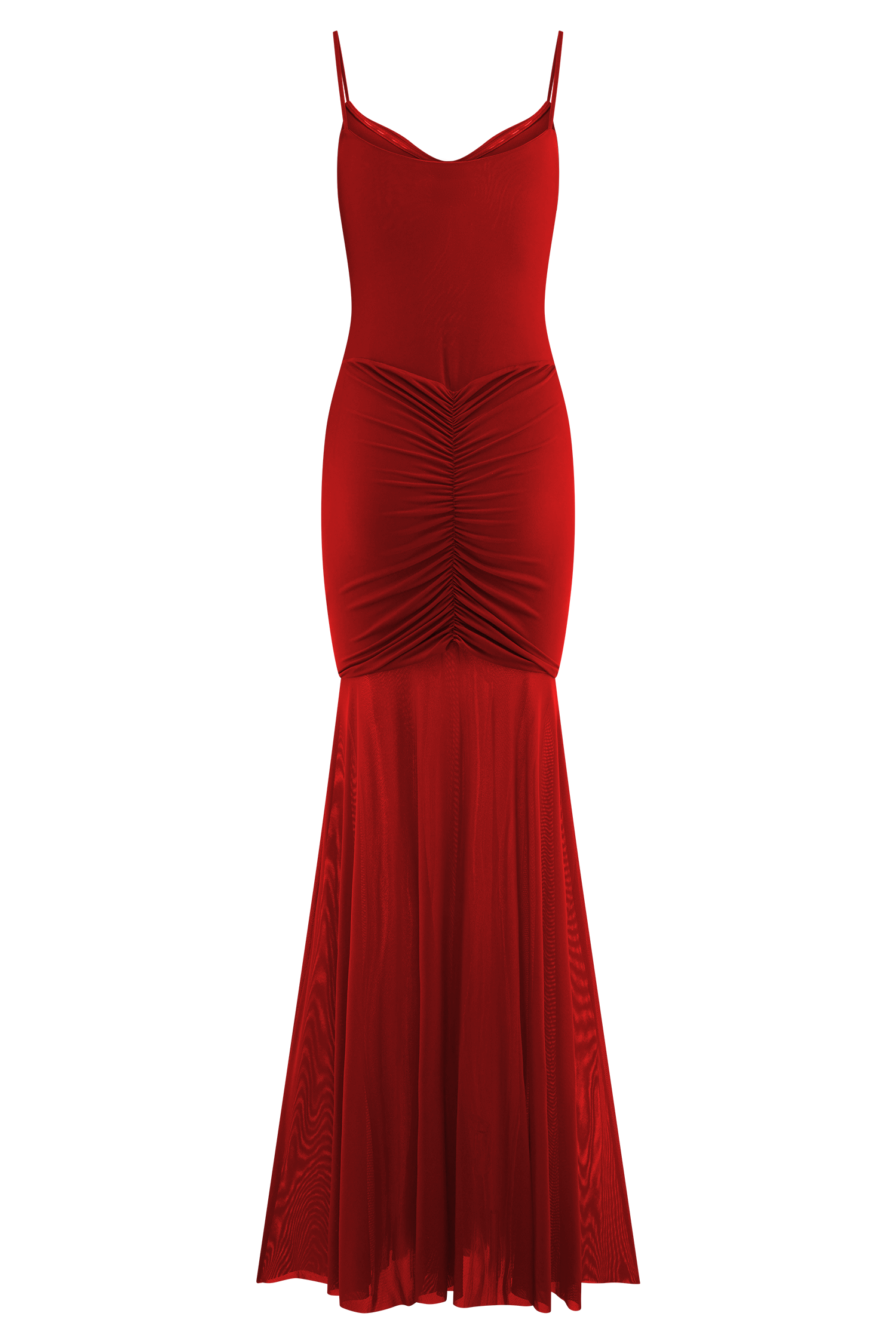 Delaney Slinky And Mesh Maxi Dress in Red – Chic&Drifts