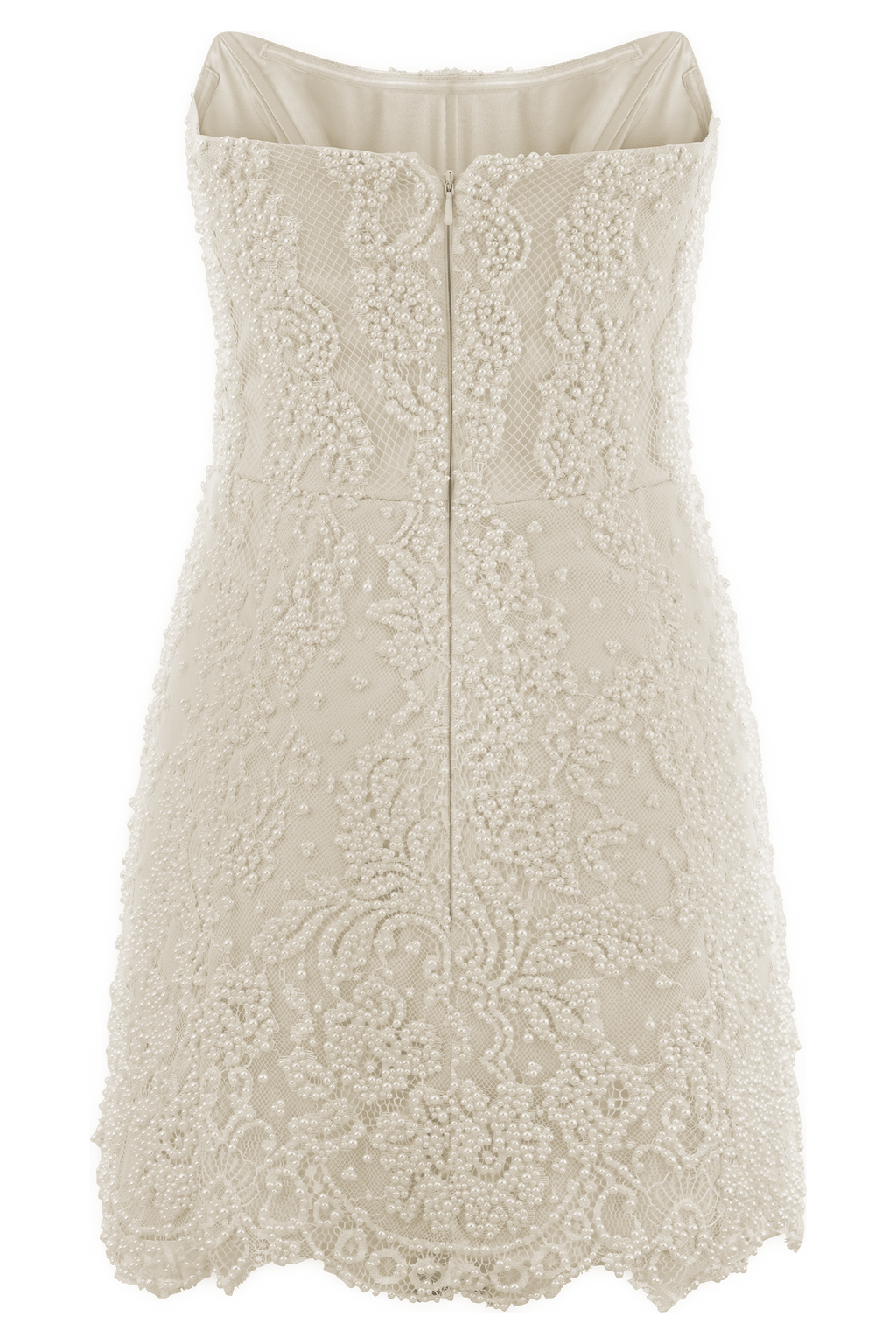 Eva Hand Beaded Pearl & Lace Mini Dress in White – Chic&Drifts