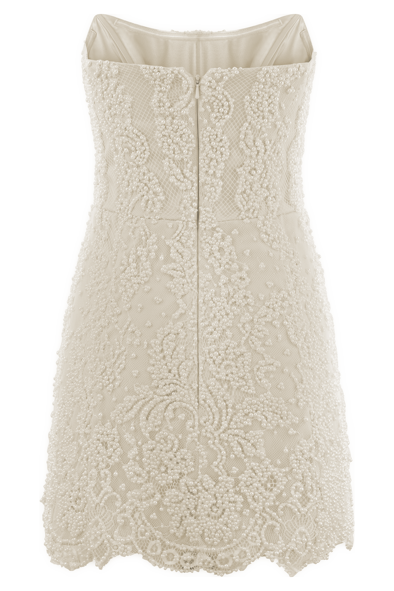 Eva Hand Beaded Pearl & Lace Mini Dress in White – Chic&Drifts
