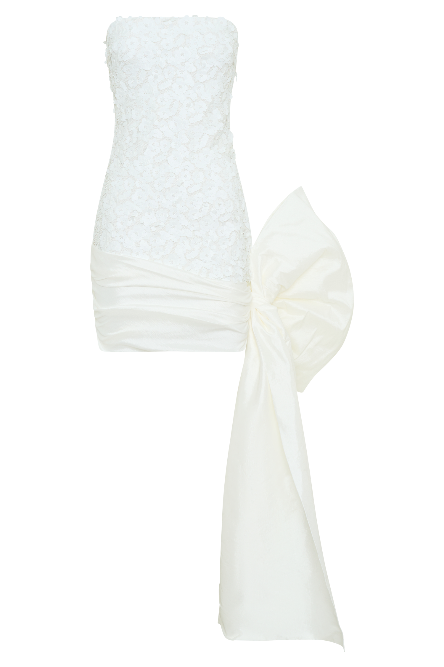Franka Strapless Bow Mini Dress in White – Chic&Drifts