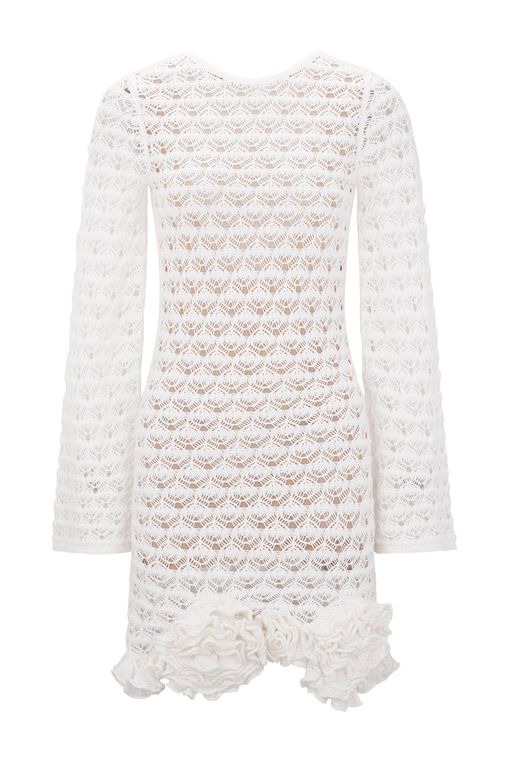 Aileen Ruffle Crochet Mini Dress in Ivory – Chic&Drifts