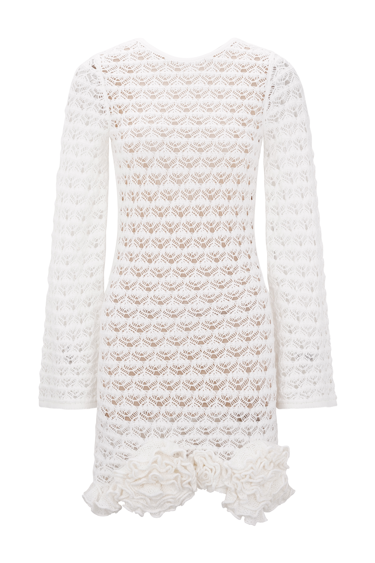 Aileen Ruffle Crochet Mini Dress in Ivory – Chic&Drifts