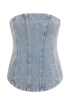 Alessia Embroidered Denim Corset in Light Vintage – Chic&Drifts