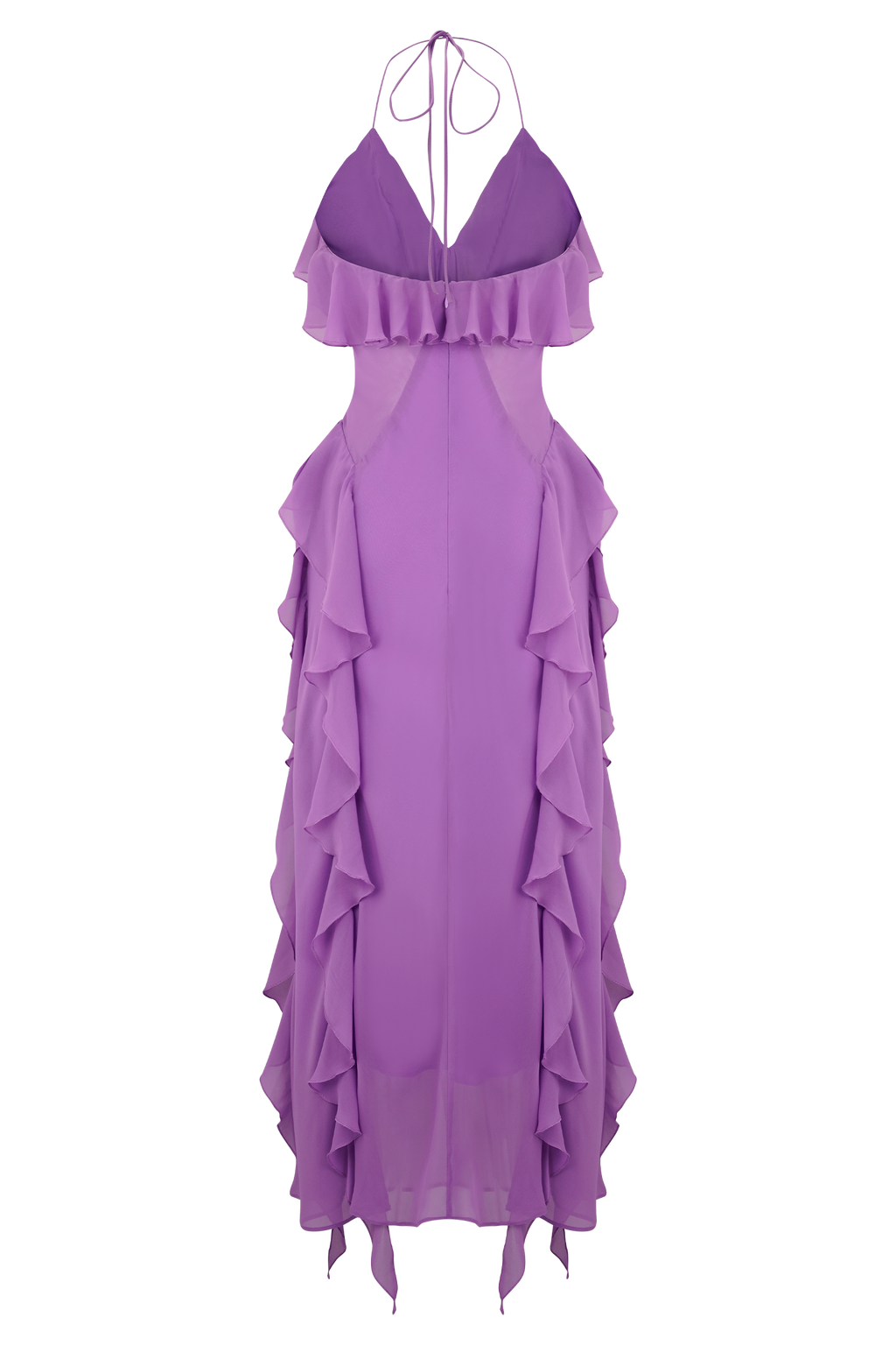 Aleyna Chiffon Ruffle Midi Dress in Purple – Chic&Drifts