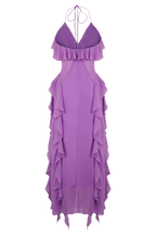 Aleyna Chiffon Ruffle Midi Dress in Purple – Chic&Drifts