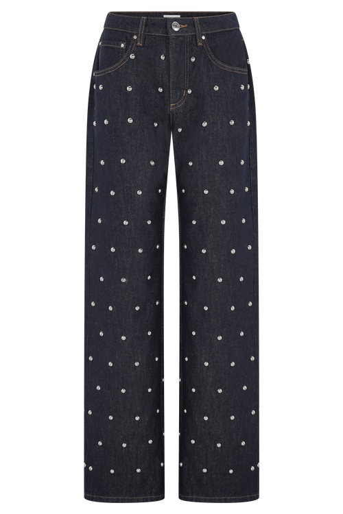 Alima Mid Rise Stud Jeans in Washed Indigo Blue – Chic&Drifts