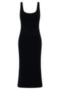 Allyra Scoop Stretch Crepe Midi Dress in Black – Chic&Drifts