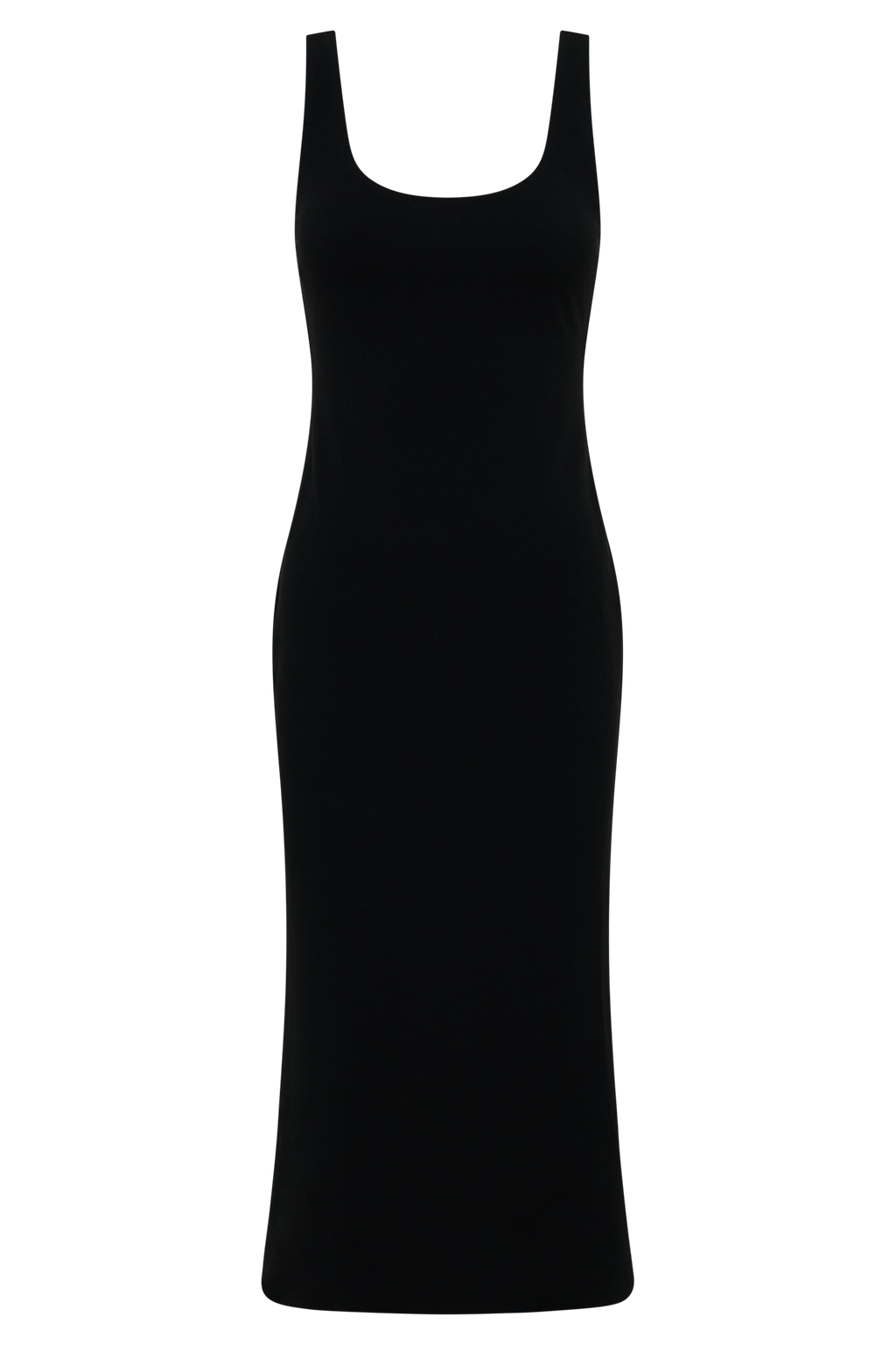 Allyra Scoop Stretch Crepe Midi Dress in Black – Chic&Drifts